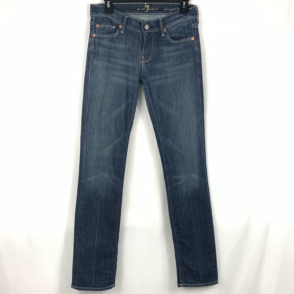 7FAM Women’s Straight Leg Medium Wash Jeans